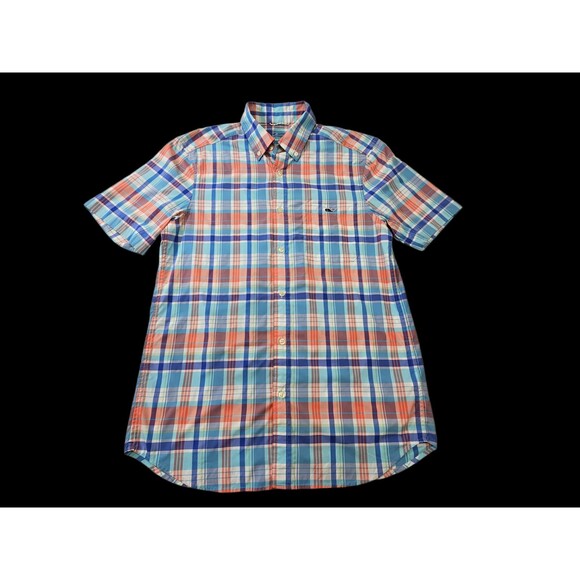 WN Men's S Vineyard Vines On the Go Plaid Pocket Short Sleeve Button Down Shirt - Picture 1 of 8